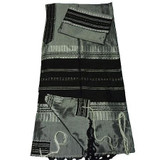 Silk Tallit- Gray with Black Design