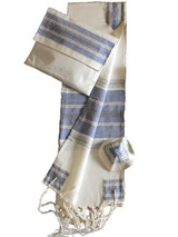 Silk Tallit- Classic Design with Light Blue and Silver
