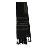 Wool Tallit - Black  with Gold and Silver Stripes