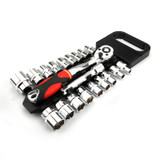 Quick Release Reversible Ratchet Socket Wrench Set Tools with Hanging Rack