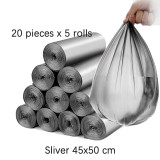 5 Rolls 100pcs Disposable Plastic Garbage Trash Bags for Kitchen