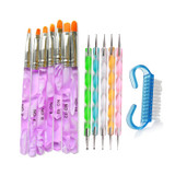 UV Gel Polish Acrylic Nail Art Brush Kit Painting Brushes Pens