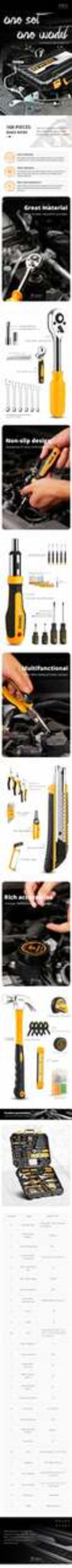 Socket Wrench Tool Set Auto Repair Mixed Tool Combination Package Hand Tool Kit with Plastic Toolbox Storage Case