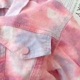 Embroidery Tie Dye Outwear Spring Autumn Denim Jackets for Kids