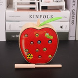Early Education Interactive 3D Montessori Wooden Caterpillar Eats The Apple Toys For Kids
