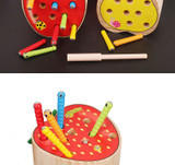Early Education Interactive 3D Montessori Wooden Caterpillar Eats The Apple Toys For Kids