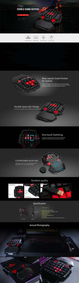 Ergonomic Design Wired Single-Handed Gaming Keyboard