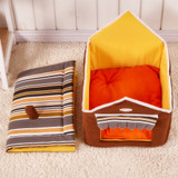 Soft Dog Cat Pet House Folding Indoor Dog House Triangle Roof Pet Bed