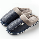 Waterproof Warm Leather Indoor Slipper for Men