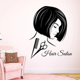 Fashion Girl Hairdressing Scissors Comb Vinyl Wall Decor Sticker