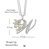Lovely Crystal 26 letters Flower Fairy Necklaces for Women