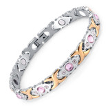Fashionable Shiny Crystal Stainless Steel Charm Chain & Link Bracelet for Women