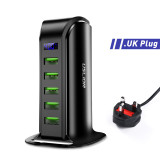 HOT SELLING 5 Port EU UK Plug LED Display USB Charging Dock Station for Mobile Phone/ Desktop