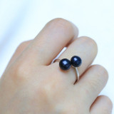 DOUBLE Pearls Silver Interlaced Rings for Women