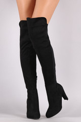 Wild Diva Lounge Suede High Low Chunky Heeled Boots