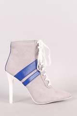 Qupid Sporty Lace Up Pointy Toe Booties Qupid Sporty Lace Up Pointy Toe Booties