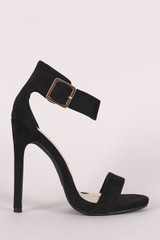 Suede Open Toe Ankle Strap Stiletto Heel Suede Open Toe Ankle Strap Stiletto Heel