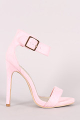 Suede Open Toe Ankle Strap Stiletto Heel Suede Open Toe Ankle Strap Stiletto Heel