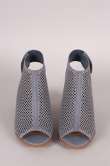 City Classified Perforated Peep Toe Chunky Heel