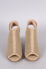 City Classified Perforated Peep Toe Chunky Heel
