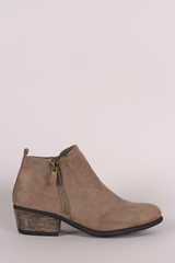 Bamboo Suede Zipper Ankle Boots