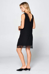 Black Mid Length Dress With Lace Detail