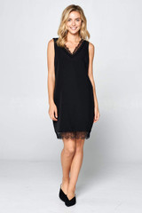Black Mid Length Dress With Lace Detail