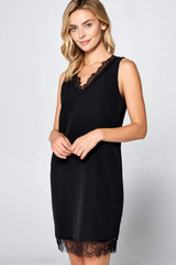 Black Mid Length Dress With Lace Detail
