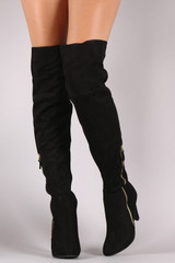 Qupid Suede Zipper Trim Over-The-Knee Boots