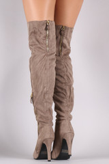 Qupid Suede Zipper Trim Over-The-Knee Boots
