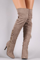 Qupid Suede Zipper Trim Over-The-Knee Boots