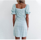 Off the Shoulder Plaid Mini Summer Dress Women