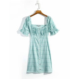 Off the Shoulder Plaid Mini Summer Dress Women