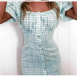 Off the Shoulder Plaid Mini Summer Dress Women