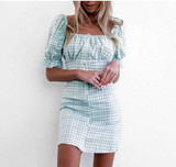 Off the Shoulder Plaid Mini Summer Dress Women