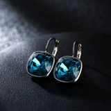 Asscher Cut Swarovski Elements Leverback Earrings