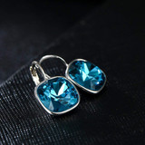 Asscher Cut Swarovski Elements Leverback Earrings