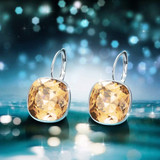 Asscher Cut Swarovski Elements Leverback Earrings