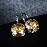 Asscher Cut Swarovski Elements Leverback Earrings