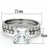 Women Stainless Steel Cubic Zirconia Rings TK975