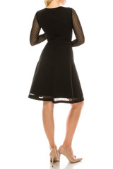 Adrianna Papell Day Crew Neck Long Sleeves Zipper Back Lace & Textured
