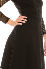 Adrianna Papell Day Crew Neck Long Sleeves Zipper Back Lace & Textured
