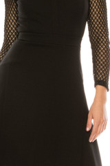 Adrianna Papell Day Crew Neck Long Sleeves Zipper Back Lace & Textured
