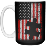 Autism - American Flag Puzzle Piece Coffee Mug