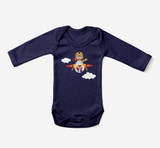 Cartoon Little Boy Operating Plane (Edition 2) Designed Baby Bodysuits