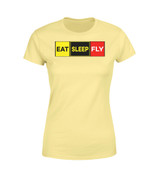 Eat Sleep Fly (Colourful) Designed Women T-Shirts