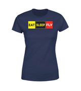 Eat Sleep Fly (Colourful) Designed Women T-Shirts