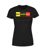 Eat Sleep Fly (Colourful) Designed Women T-Shirts