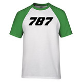 787 Flat Text Designed Raglan T-Shirts
