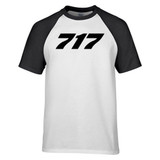 717 Flat Text Designed Raglan T-Shirts
